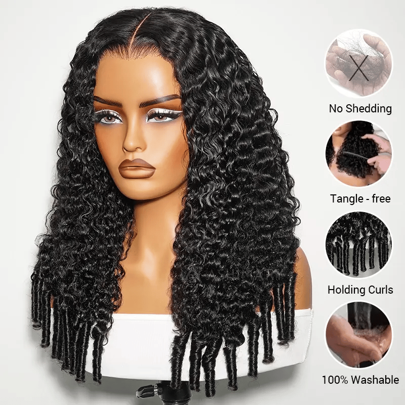 Burmese Curly Glueless Wig Bleached Knots 13x6 Full Pull Go Lace Front Wear Go Wig With Flexible Fit Drawstring