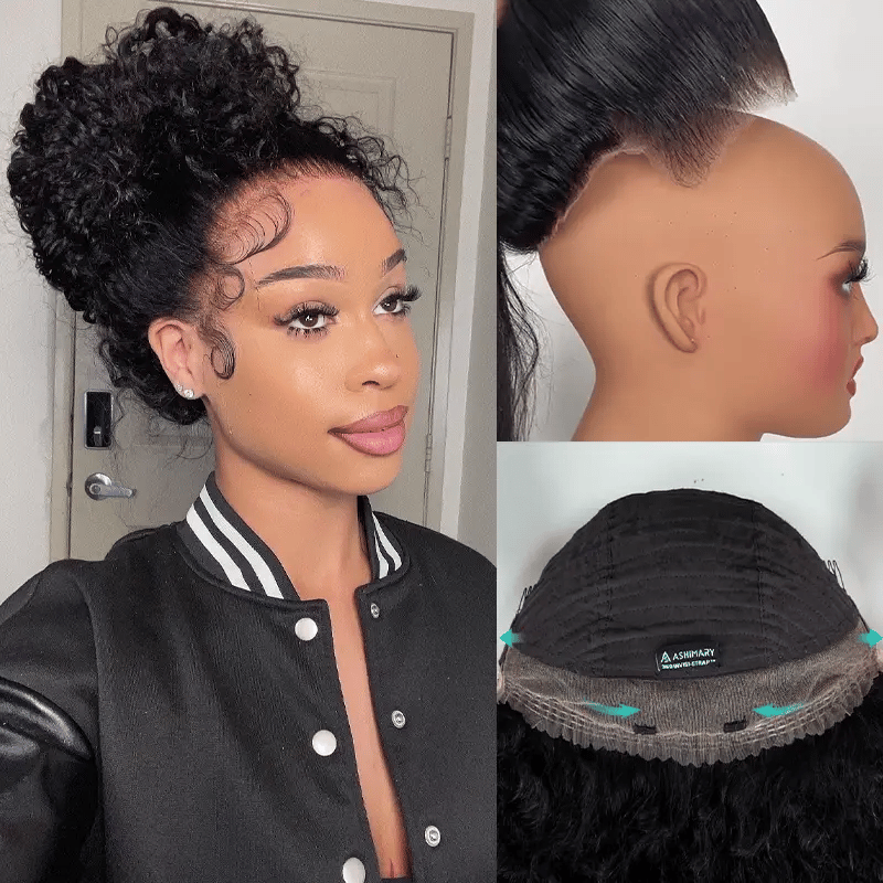 Water Wave Invisi Strap Snug Fit 360 Transparent Lace Frontal Bleached Knots Pre Cut Lace Wig