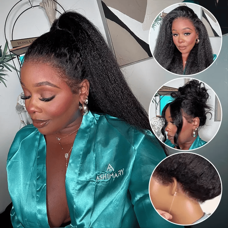 Glueless Newborn Hairline Invisi Strap 360 Skin Lace Frontal Kinky Straight Wig Pre-Everything Natural Look Human Hair Wig