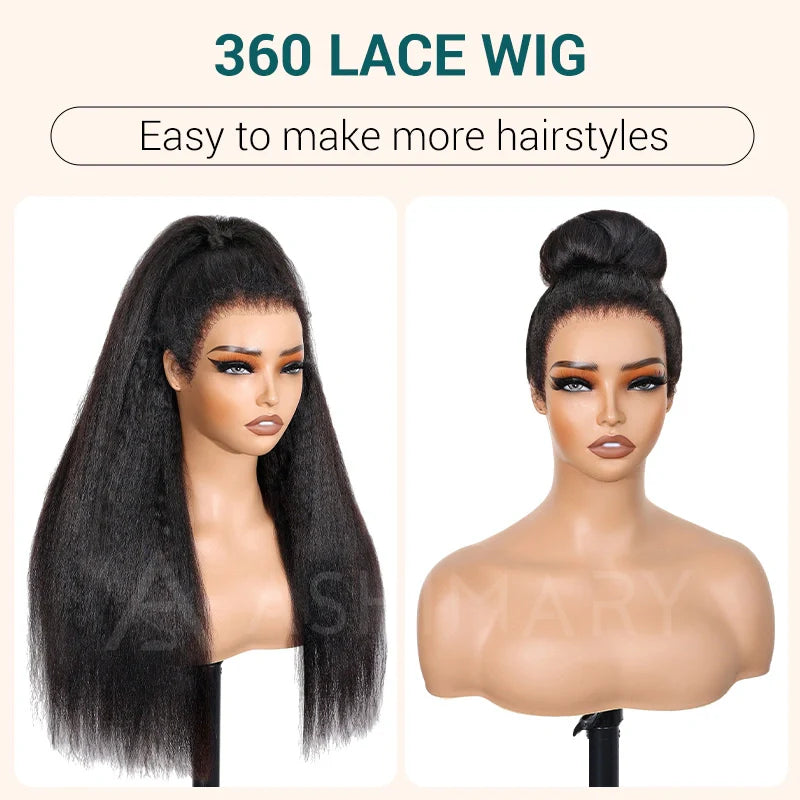Glueless Newborn Hairline Invisi-Strapa??360 Skin Lace Frontal Kinky Straight Wig Pre-Everything Natural Look Human Hair Wig