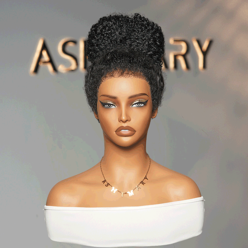 Kinky Curly 4C Edges Invisi Strap Laid Flat 360 Transparent Lace Wig Pre Bleached Knots with Curly Baby Hair All Around