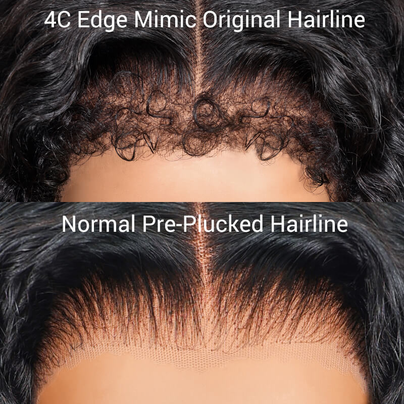 Kinky Curly 4C Edges Invisi Strap Laid Flat 360 Transparent Lace Wig Pre Bleached Knots with Curly Baby Hair All Around