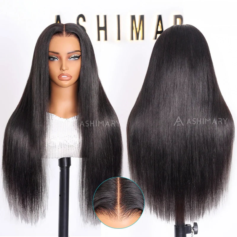 Ashimary Pull Go 13x6 Full Glueless Wig Transparent Lace Front Wig Straight Brazilian Human Hair
