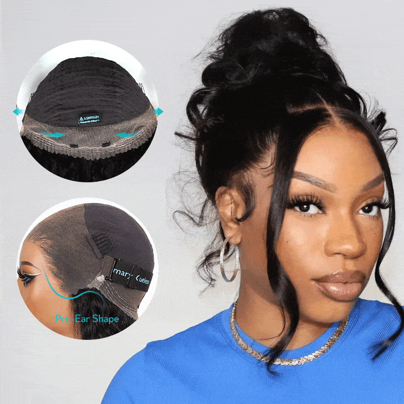 Face Framing Pre-Layered Body Wave Invisi Strap Snug Fit 360 Transparent Lace Frontal Bleached  Knots Pre Cut Lace Wig