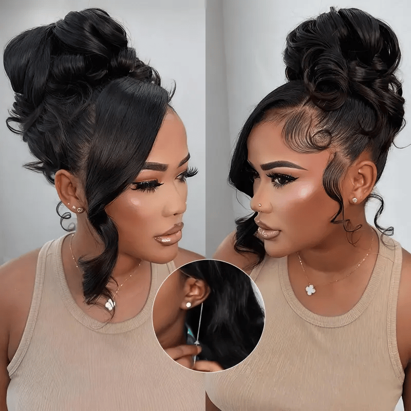 Face Framing Pre-Layered Body Wave Invisi Strap Snug Fit 360 Transparent Lace Frontal Bleached  Knots Pre Cut Lace Wig