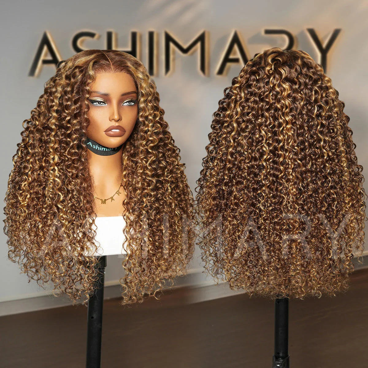 Honey Blonde Highlight Water Wave Pull Go 13x6 Full Skin Lace Wig Tiny Knots Glueless Wig