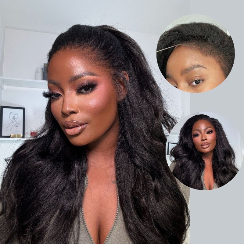 Glueless Newborn Hairline Invisi Strap 360 Skin Lace Frontal Kinky Straight Wig Pre-Everything Natural Look Human Hair Wig