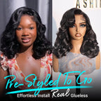 Pre-Styled Body Wave Short Bob Wig Transparent Lace Wigs